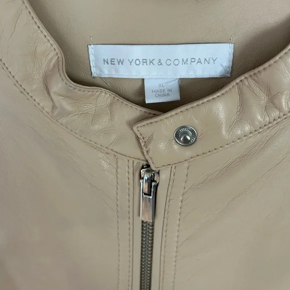 New York & Company Beige Leather Jacket - Picture 2 of 4